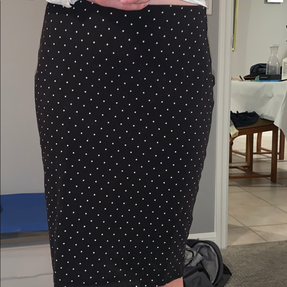 Black with white polka dots pencil skirt